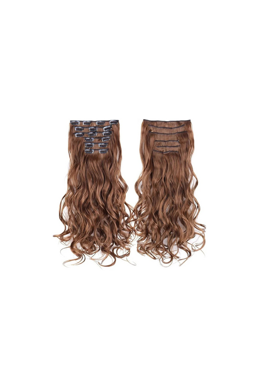 Dark Brown Curly 7 Clip-in Set Volumizer