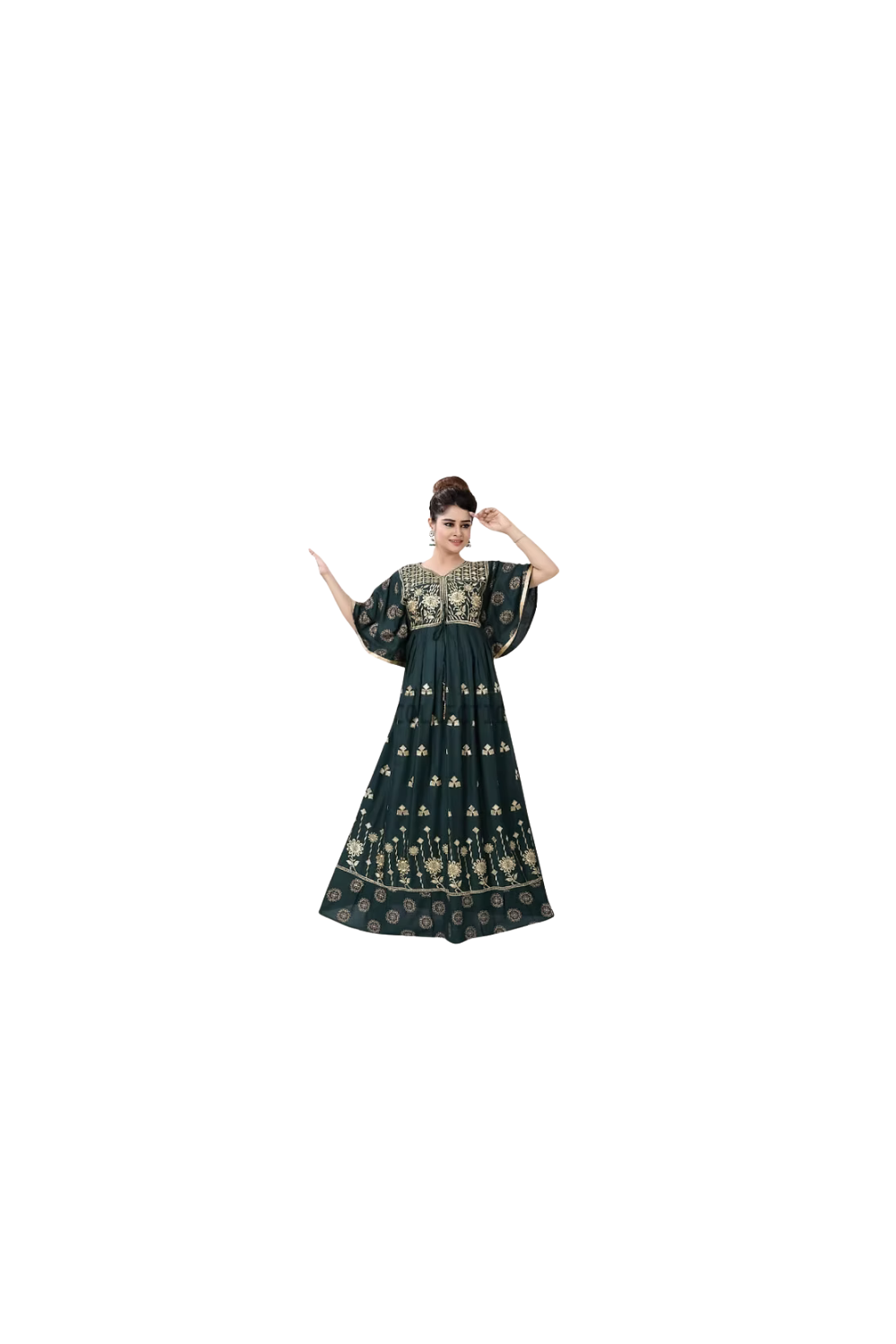 Dark Green Reyon Kaftan