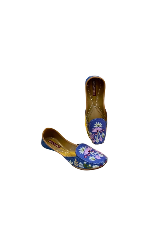 Multi Colour Flower Blue Juti
