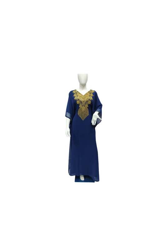 Navy Blue African Kaftan with Design