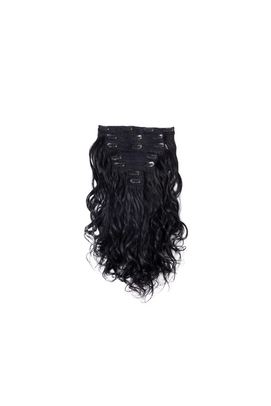 7 Clip-in Set Volumizer Natural Brown Wavy