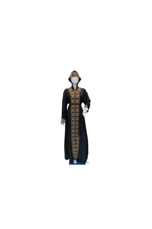 Black & Golden Kaftan with Cap