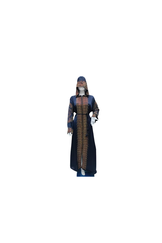 Blue & Golden Kaftan with Cap