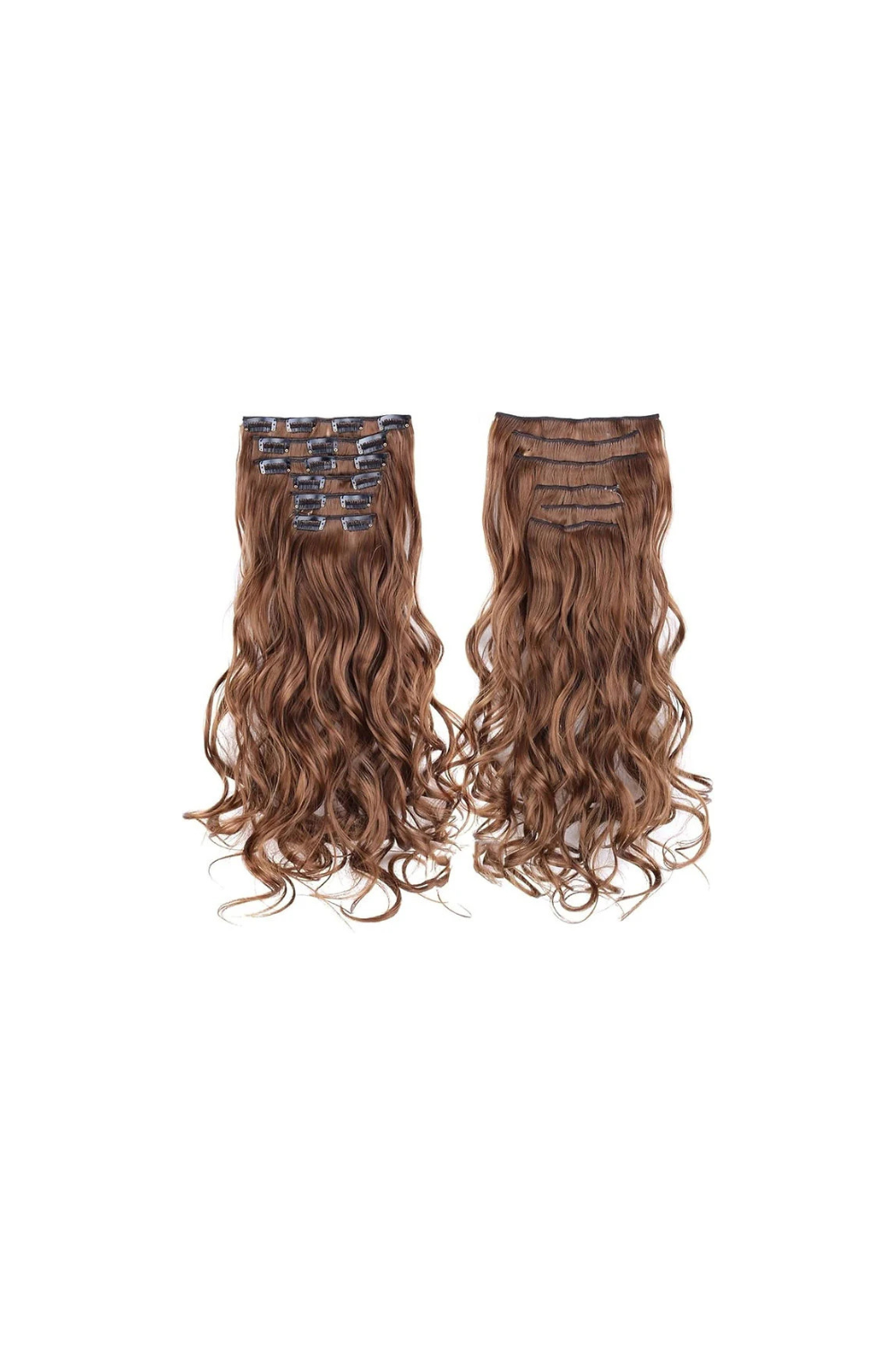 Dark Brown Curly 7 Clip-in Set Volumizer