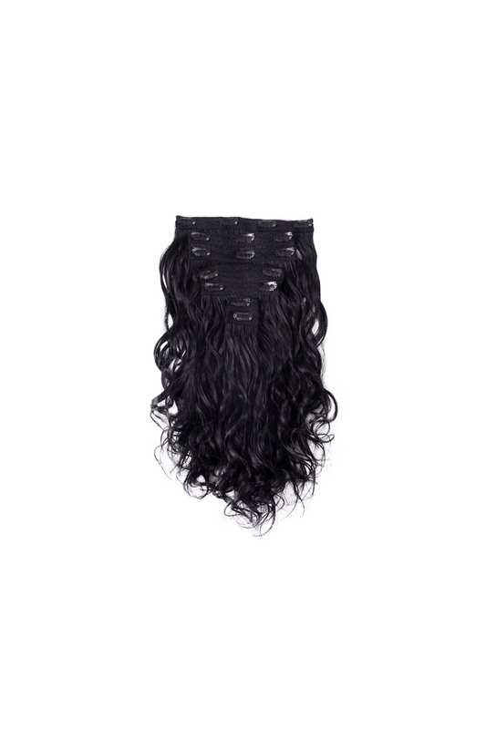 7 Clip-in Set Volumizer Natural Black Wavy