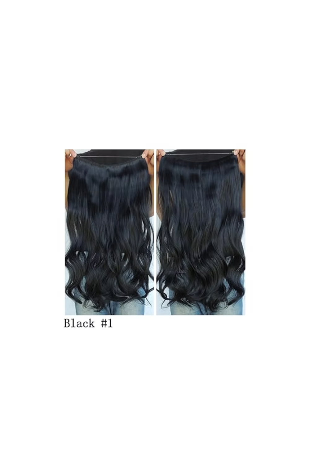 Natural Black Wavy Halo Hair Extension