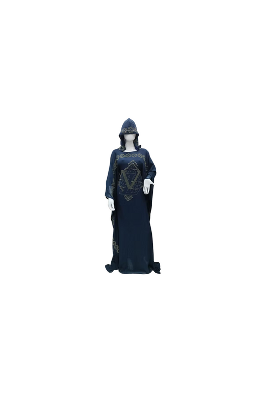 Navy Blue Kaftan with Cap