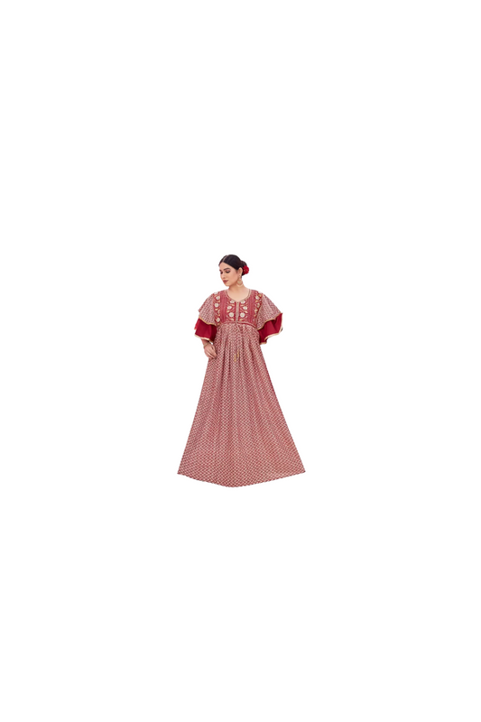 Red Rayon Kaftan